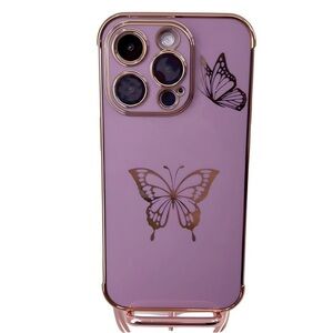 Butterfly Bling:‎ Classic Luxury Designer Square Case for iPhone 14 Pro